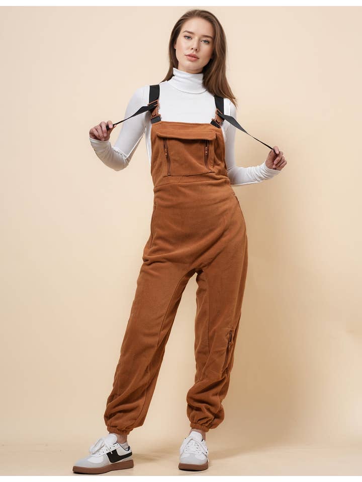 Sweetkama - Wholesale Overalls - Women's - Ladies Fleece Sleeveless Jumpsuit Strape Shoulder Overall SKJ48981