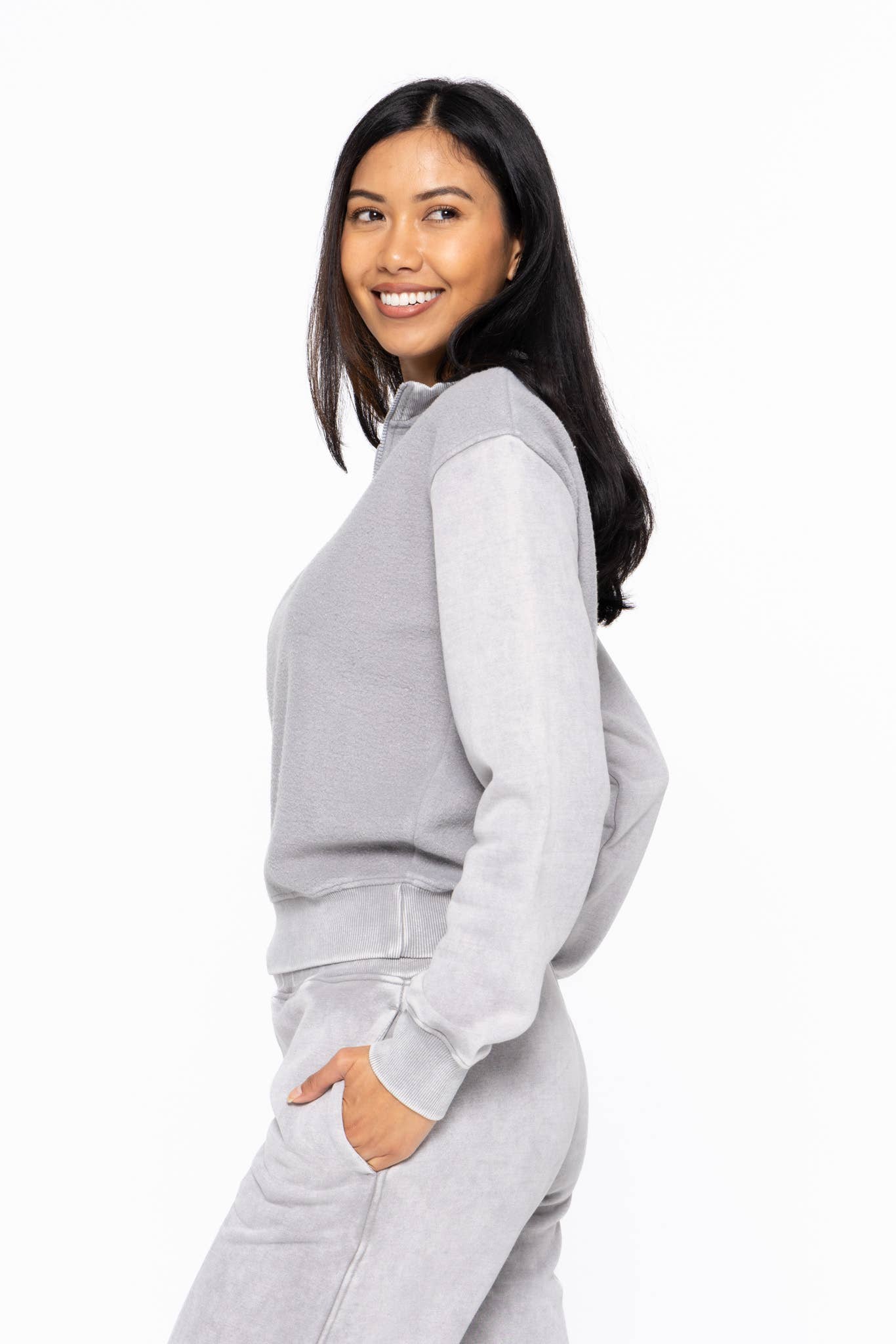 Mono B - Vente Sweat-shirt – femme - Pull à demi-fermeture éclair en polaire vintage9