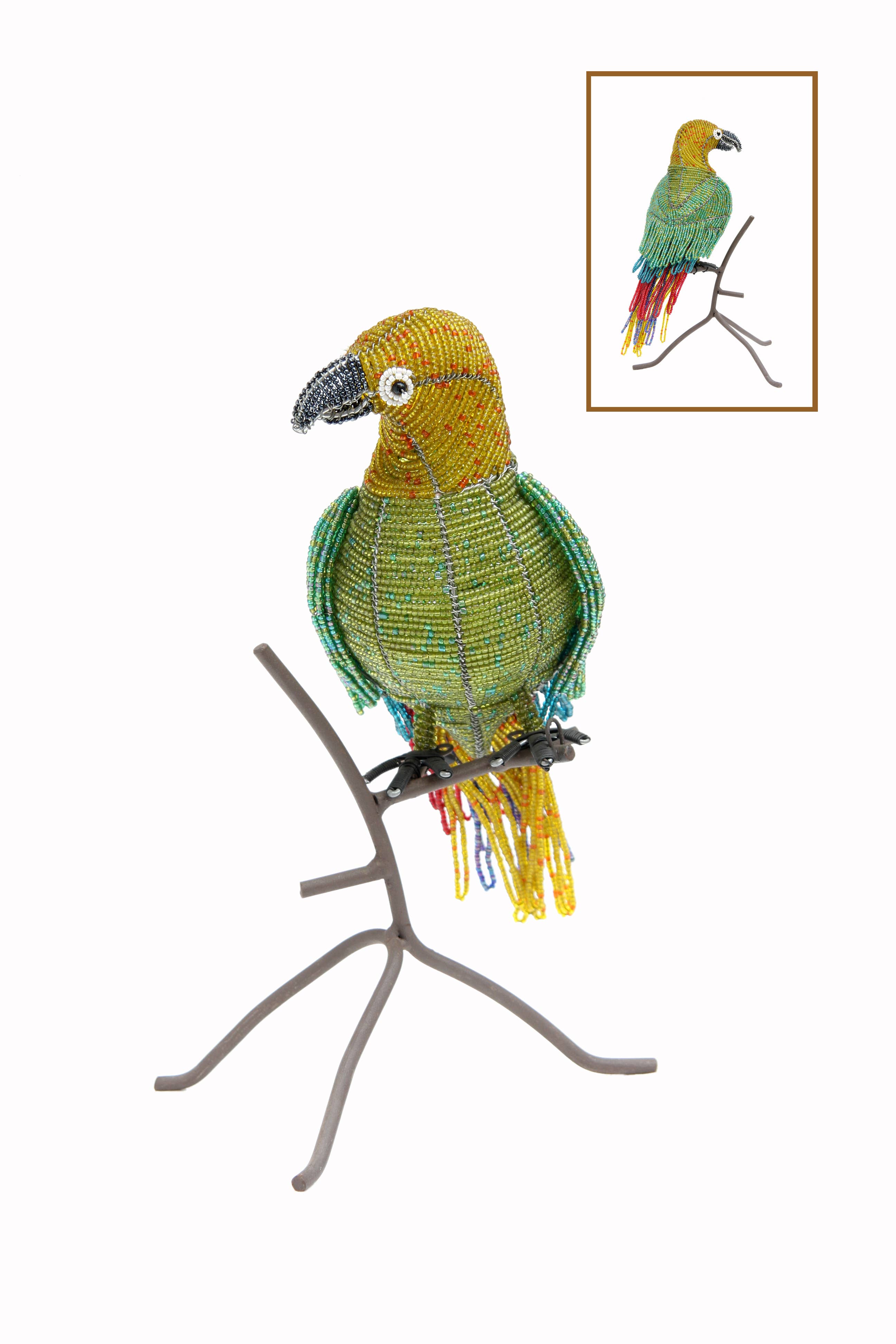 Beadworx By Extol Accessories Ltd. - Wholesale Sculpture - Parrot On Perch, Green