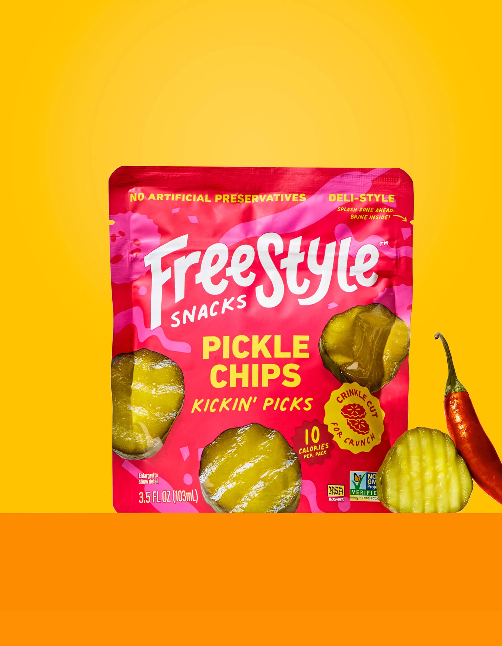 Freestyle Snacks - Wholesale Chips - Kickin' Picks Pickle Chips (6 Pack)2