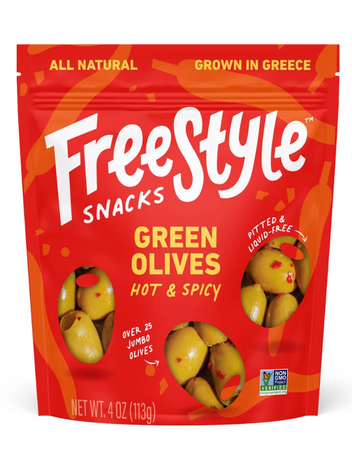Green Olives - Hot & Spicy (6 pack) for wholesale by Freestyle Snacks