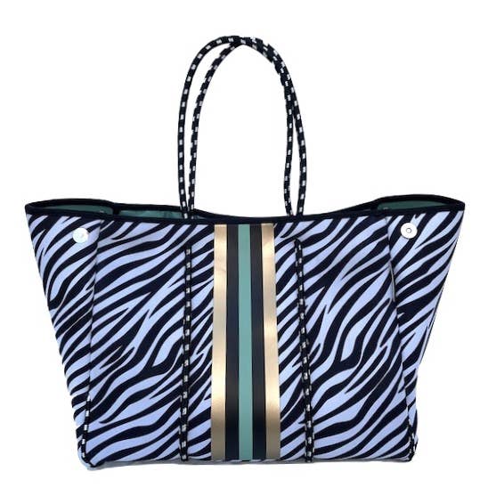 Lolly Luella - Wholesale Tote Bag - Women's - On the Go - Black/White Snake Neoprene Tote Bag1