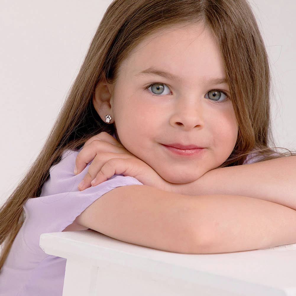 In Season Jewelry - Vente Boucles d'oreilles – enfant - Boucles d'oreilles My Furry Friend Dog Paw pour filles, argent sterling1