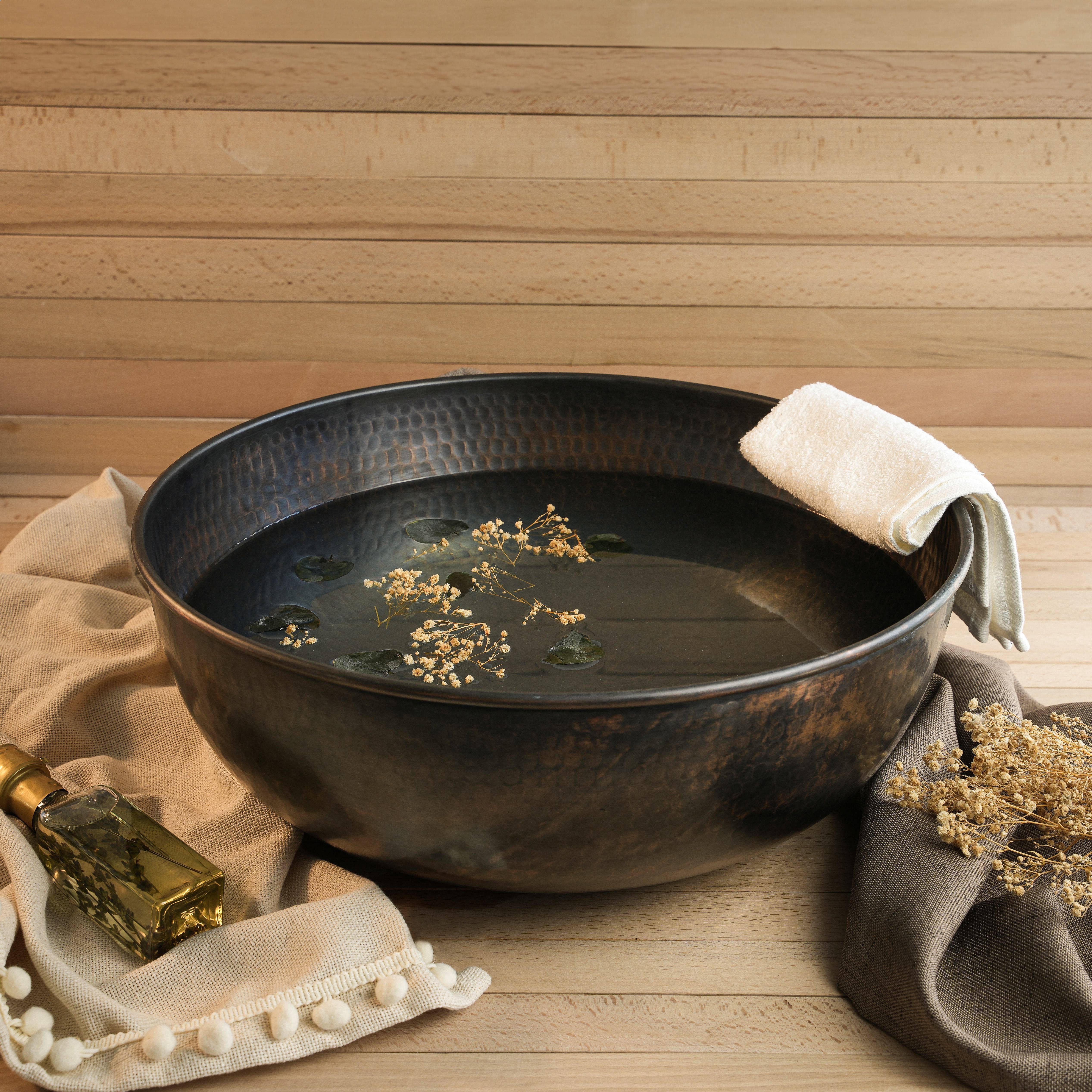 ALFIQ Copper - Wholesale Bath & Body Set - Dark Copper Pedicure Foot Warming Bowl Spa Relaxing Basin8