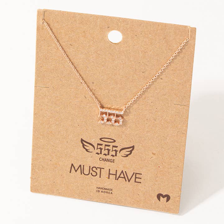 Fame Accessories - Wholesale Pendant/Charm Necklace - Pave 555 Angel Number Pendant Necklace
