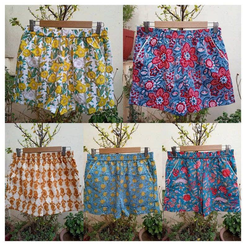 bhavnas boutique - Wholesale Shorts - Women's - Cotton Pants Hand Block Print Shorts Beach Wear Night Wear 4