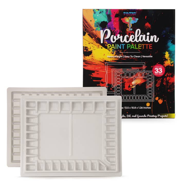 Pintar Art Supply - Wholesale Palette/Mixing Tray - Pintar 33-Well Ceramic Palette for All Water-Based Paints0