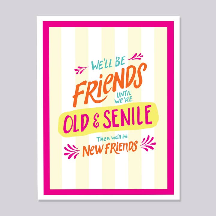 Biglietto con lettere a mano vecchia e senile dell'amicizia per la vendita all'ingrosso da parte di Design Corner