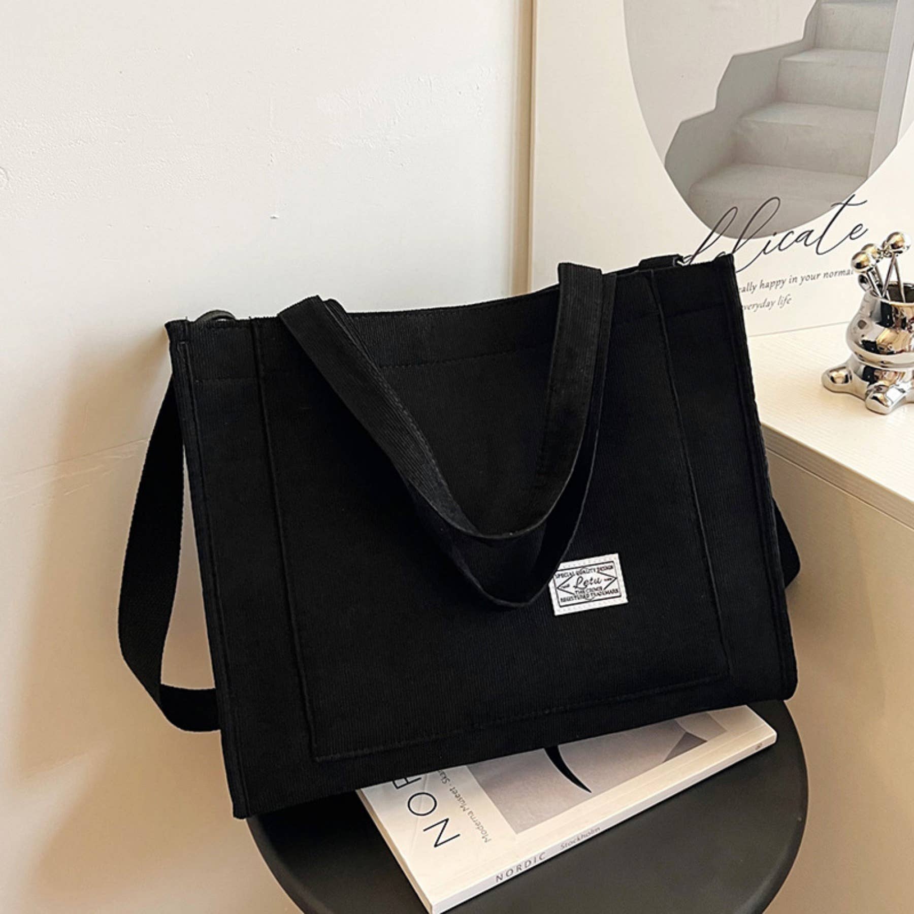 wandf - Wholesale Tote Bag - Women's - Corduroy Tote Bag Handheld and Single Shoulder School Tote6