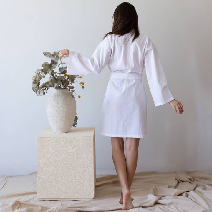 Vivamaison – Großhandel Bademantel – Damen – Leichter Baumwolle-Leinen Kimono Bademantel, Morgenmantel