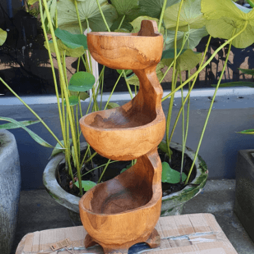 Ancient Wisdom – wholesale Outdoor ornament/decor – Teak Three Bowl Standing aprox 50cm2