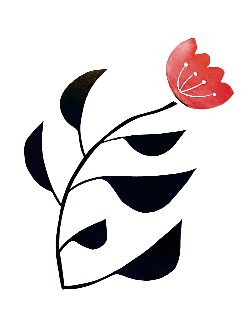 Ever Pollen Print Shop - Wholesale Art Print - RED MODERN BOLD FLORAL HAND PRINTED BLOCK PRINT 11x14"1