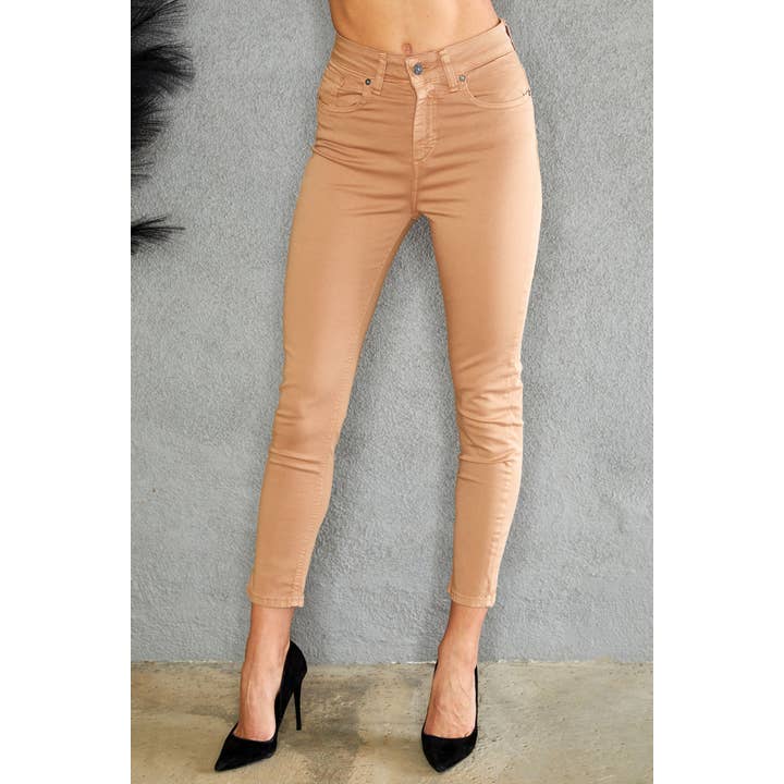 HIGH WAISTED SKINNY STRETCH JEAN(MY02-CAMEL) for wholesale by VENTI6
