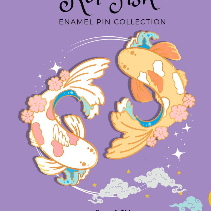 Enamel Pin: Japanese Cherry Blossom Koi Fish for wholesale by Sheepydust
