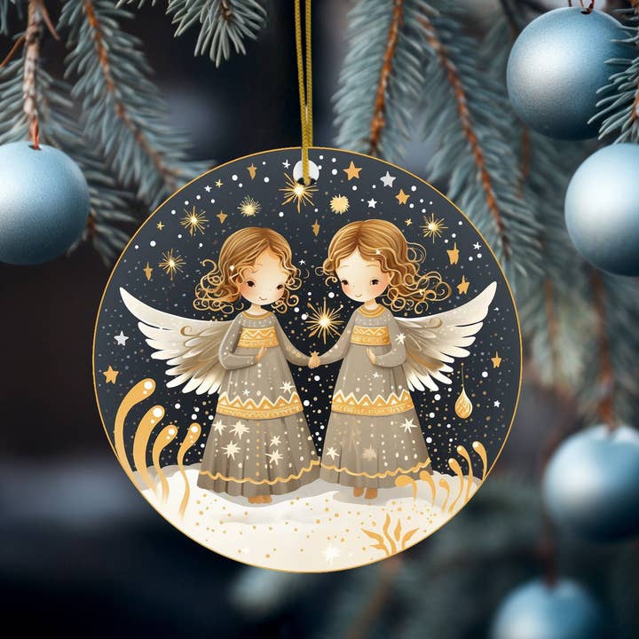Angel Christmas Ornament, Ceramic Keepsake, Unique Gift Tag for wholesale by Fernville Creations