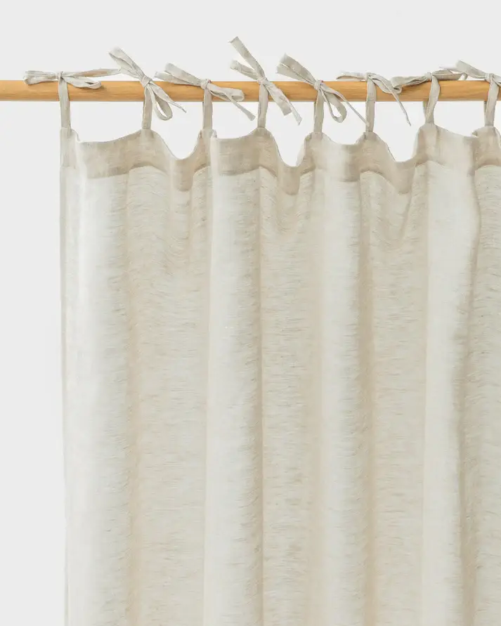 MagicLinen (We handle U.S. import procedures for you) - Wholesale Curtain - Sheer Tie Top Linen Curtain Panel in Natural Melange2