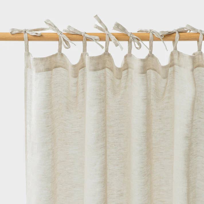 MagicLinen (We handle U.S. import procedures for you) - Wholesale Curtain - Sheer Tie Top Linen Curtain Panel in Natural Melange2