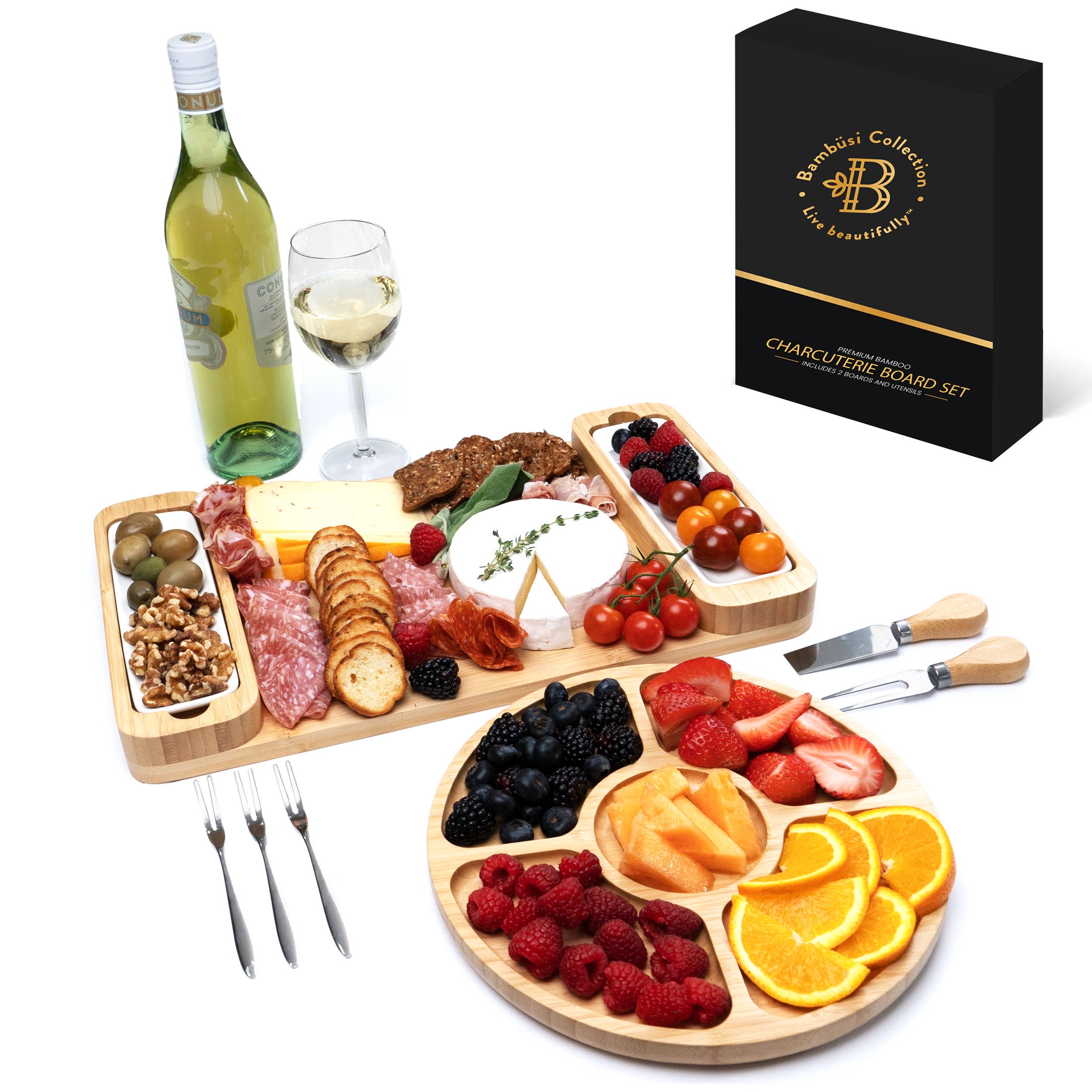 Bambusi - Wholesale Cheese Board - Charcuterie Board Gift Set - Cheese Board & Serving Tray10