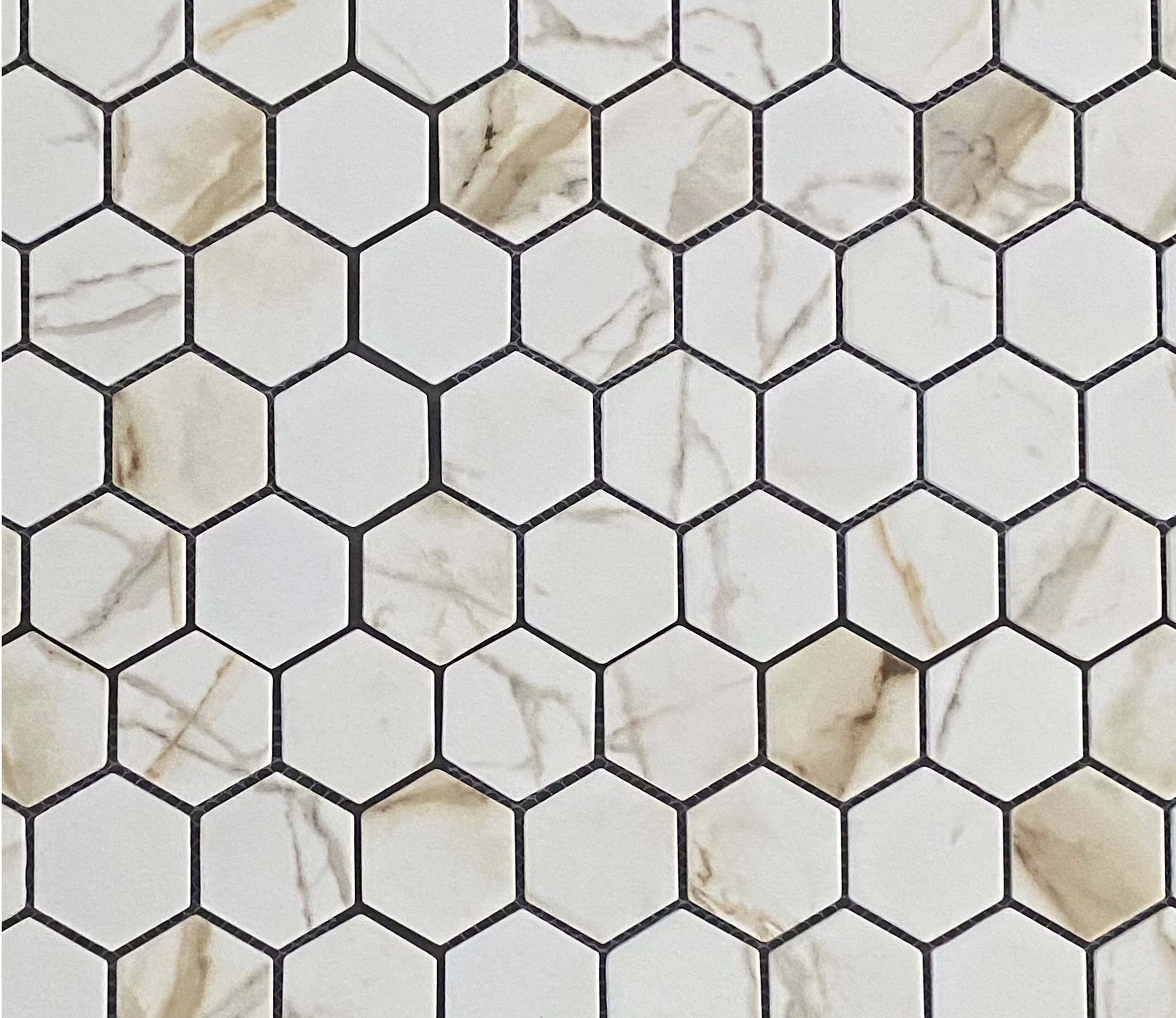 WS Tiles - Wholesale Wall Tile - Retro 2" Hexagon Porcelain Tile, Matte Finished Floor & Wall Tile - 9 Square Feet Per Carton - Carrara14
