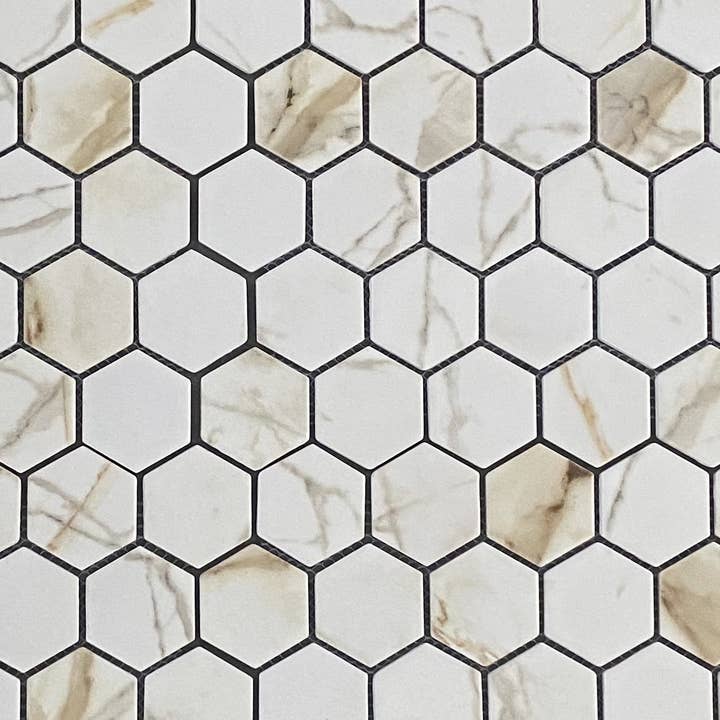 WS Tiles - Wholesale Wall Tile - Retro 2" Hexagon Porcelain Tile, Matte Finished Floor & Wall Tile - 9 Square Feet Per Carton - Carrara14