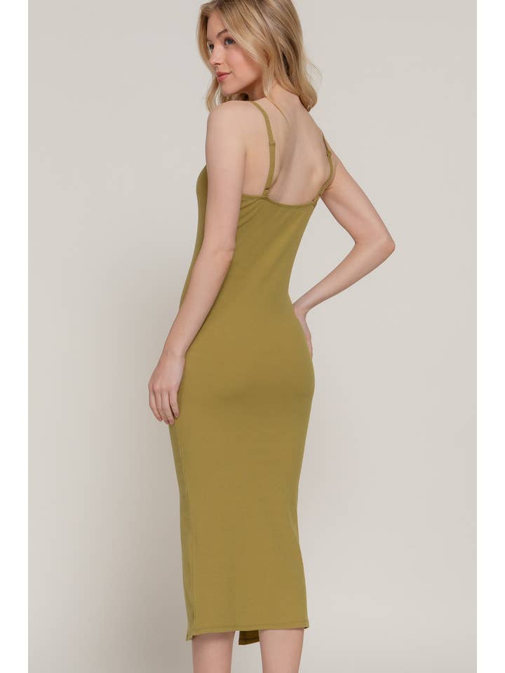 Active Basic | Active USA - Wholesale Jurk - Dames - Cami midi-jurk met knoopsluiting en rib21