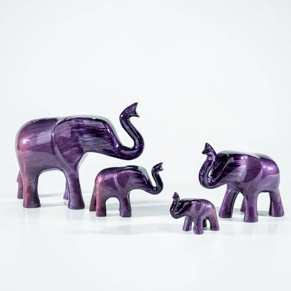 Tilnar Art - Wholesale Decorative Figurine - Brushed Purple Elephant Trunk Up Medium 9 cm1