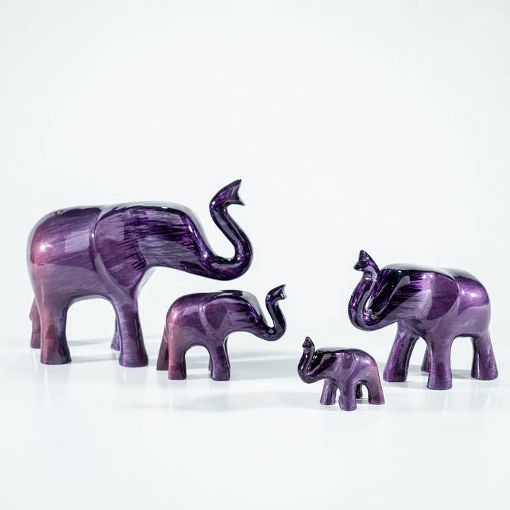 Tilnar Art - Vendita all'ingrosso Statuette decorative - Tronco alto da elefante viola spazzolato, medio, 9 cm1