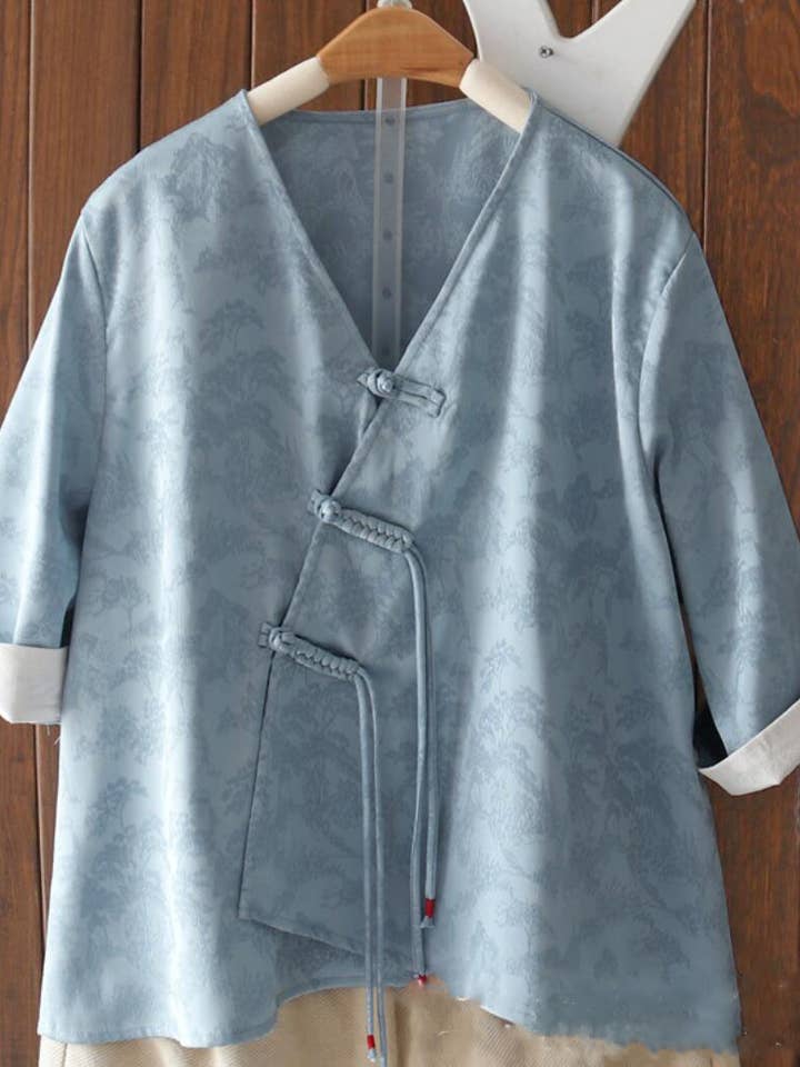 Printed Silk Comfort Elegance Linen Loose Fit Blouse for wholesale by Whisper Mint