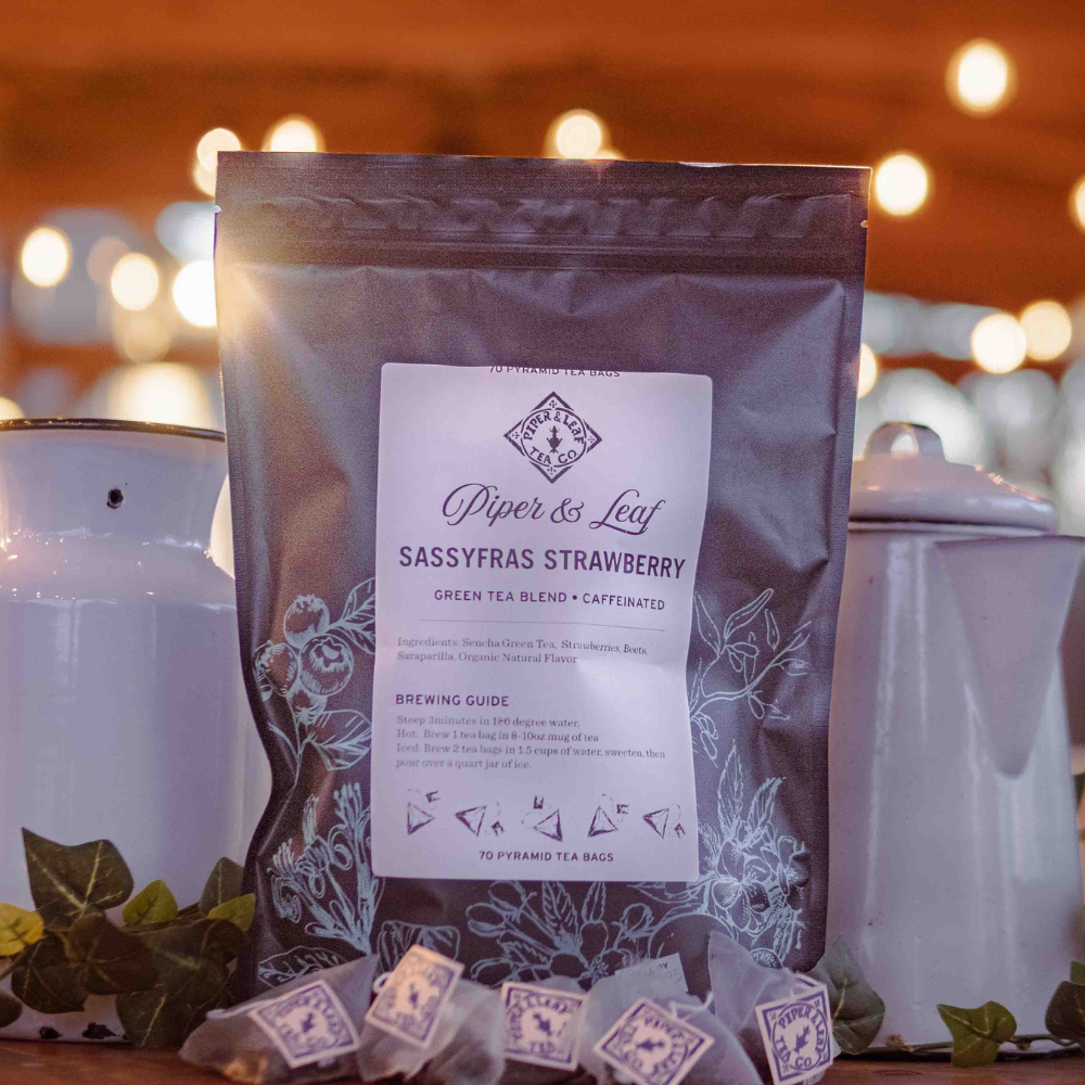 Piper & Leaf Artisan Tea Co - Vendita all'ingrosso Tè in bustine - Sassyfras Strawberry Bustine sfuse, bustine di tè da 70 ct0