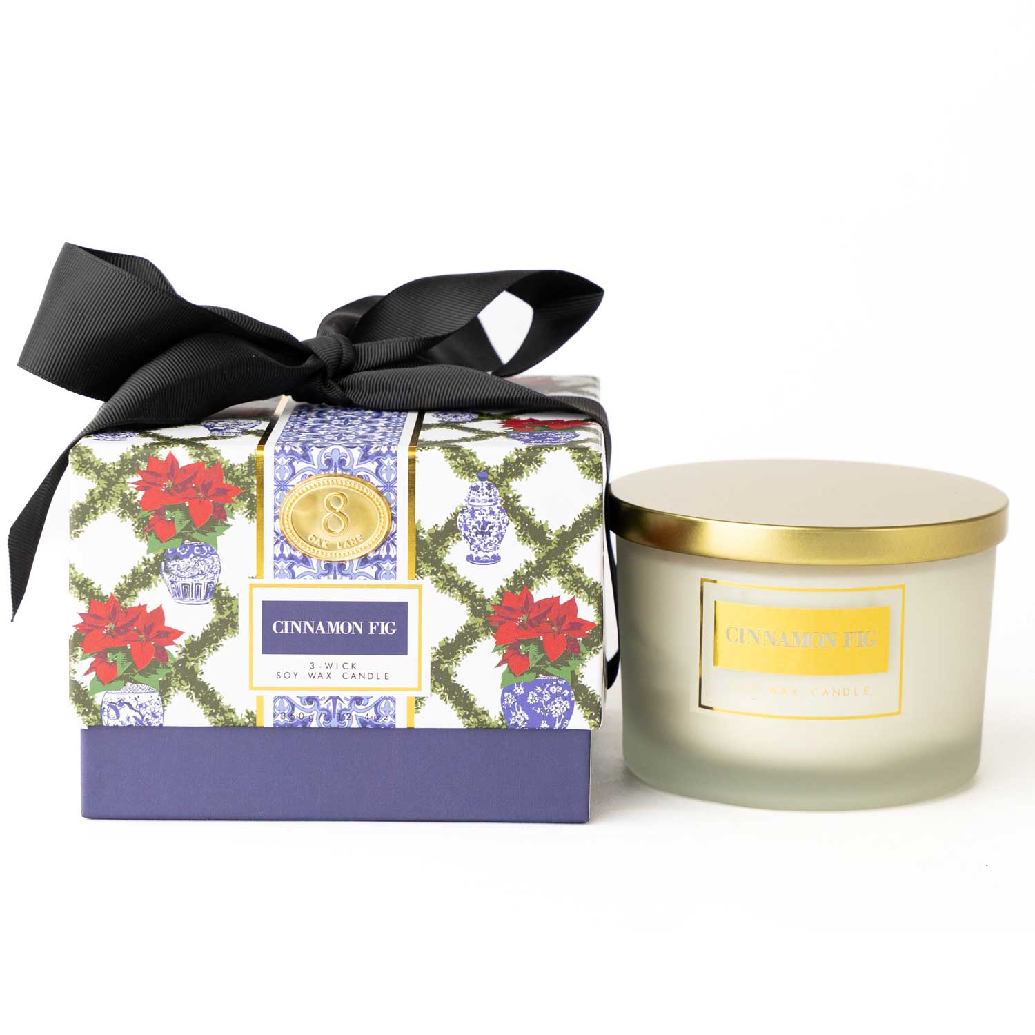 8 Oak Lane - Wholesale Votive Candle - Cinnamon Fig 3-Wick Boxed Soy Wax Candle0