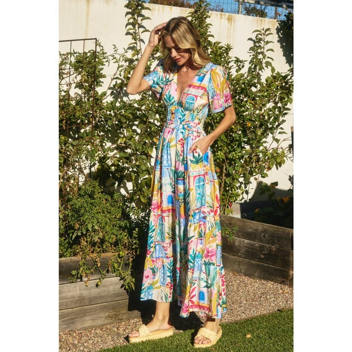 SWEET DREAMS Long Summer Plunging Tiered Maxi Dress for wholesale on Faire
