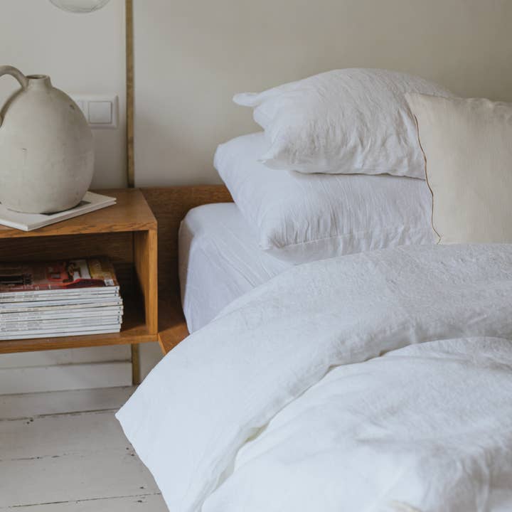 Linen Spells - Wholesale Bedding Set - Linen Bedding Set In White (1 DC+2 Pillowcases)3