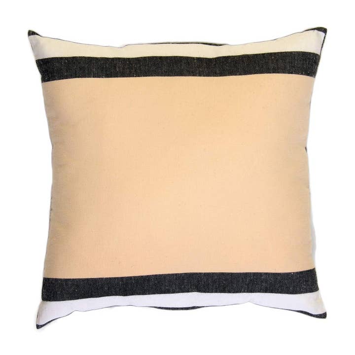 DJERBA- Cotton Cushion Cover Black/White/Ecru 40 x 40 for wholesale by Fouta Futée