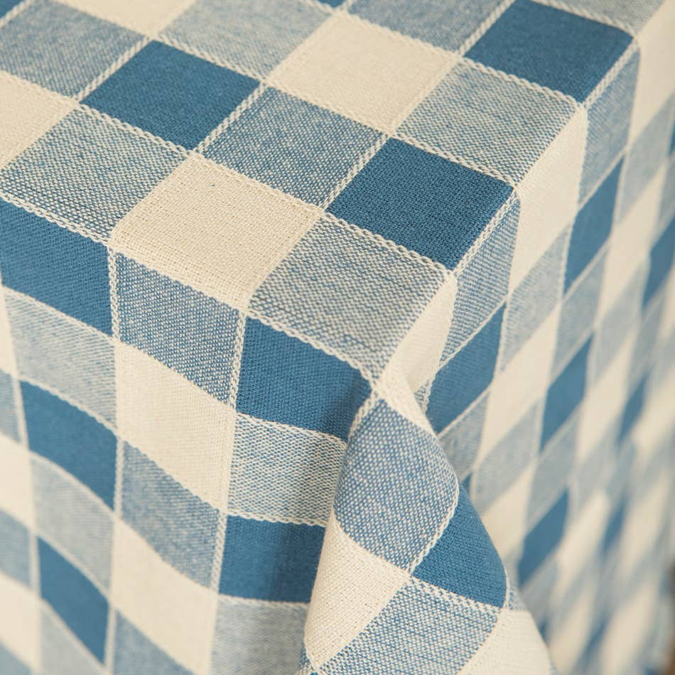 Mahe Homeware - Wholesale Tablecloth - Check Woven Cotton Tablecloth Ocean Blue2