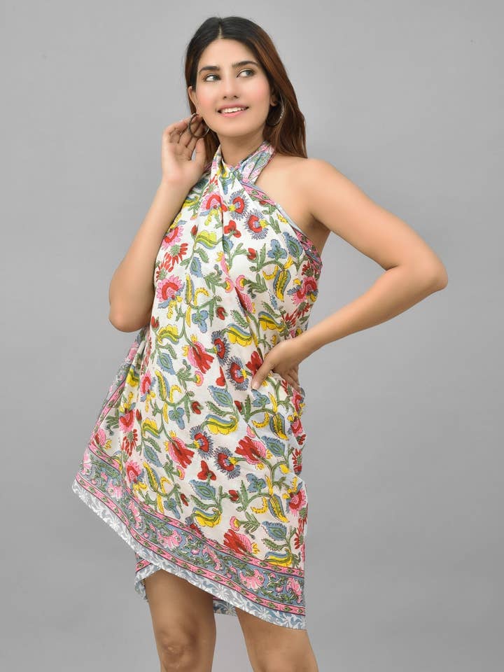 Floral Cotton Pareos for wholesale by AMRANIS