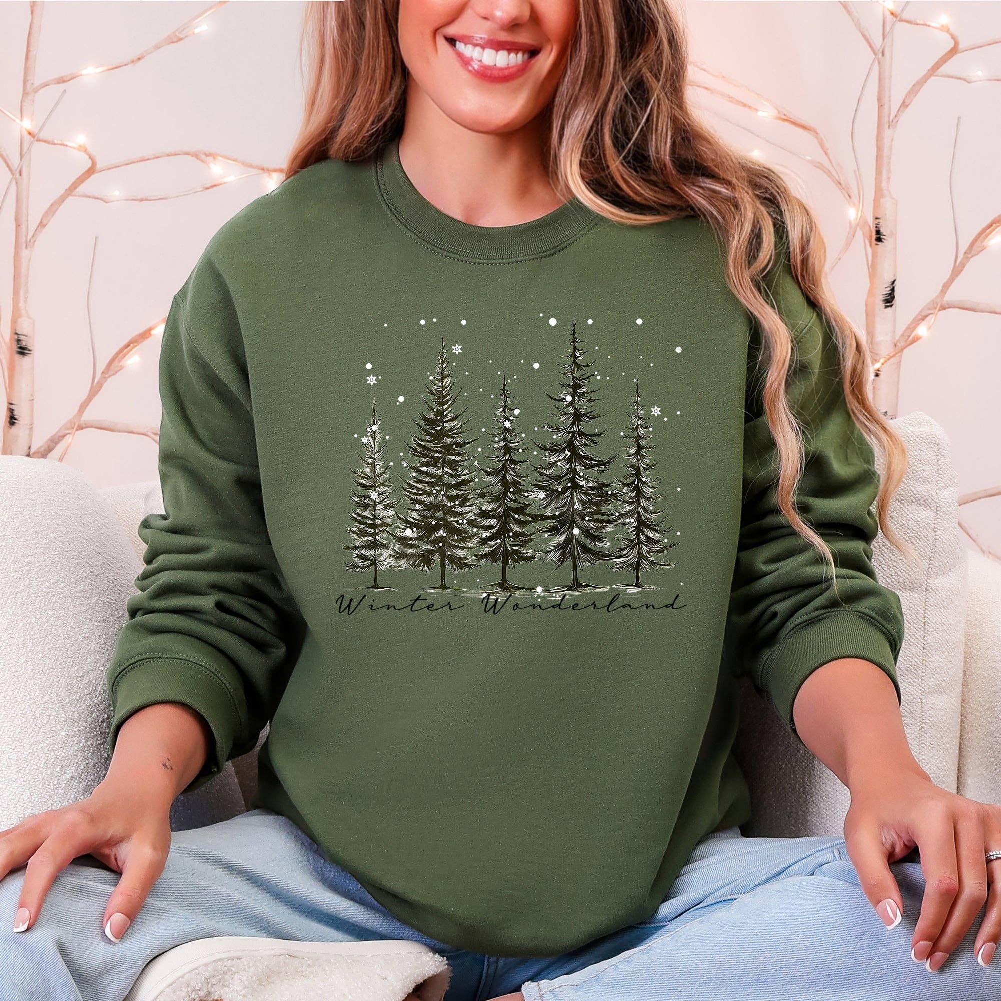Refinery Number One LLC - Vente Sweat-shirt à imprimés – unisexe - Hiver Merveilleux, Sapins de Noël, Sweat à Neige5
