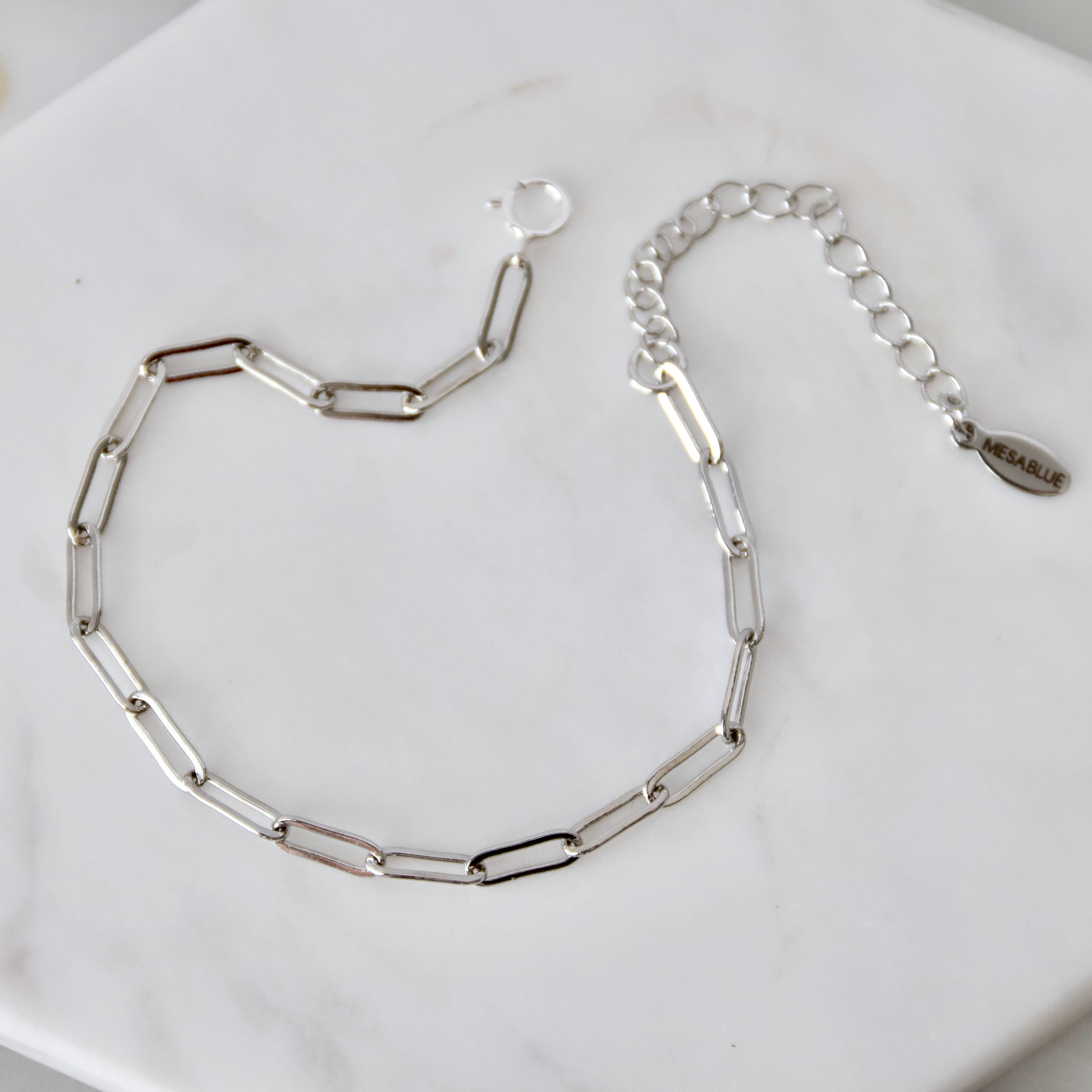 Mesa Blue - Wholesale Link & Chain Bracelet - Paperclip Bracelet - Silver1
