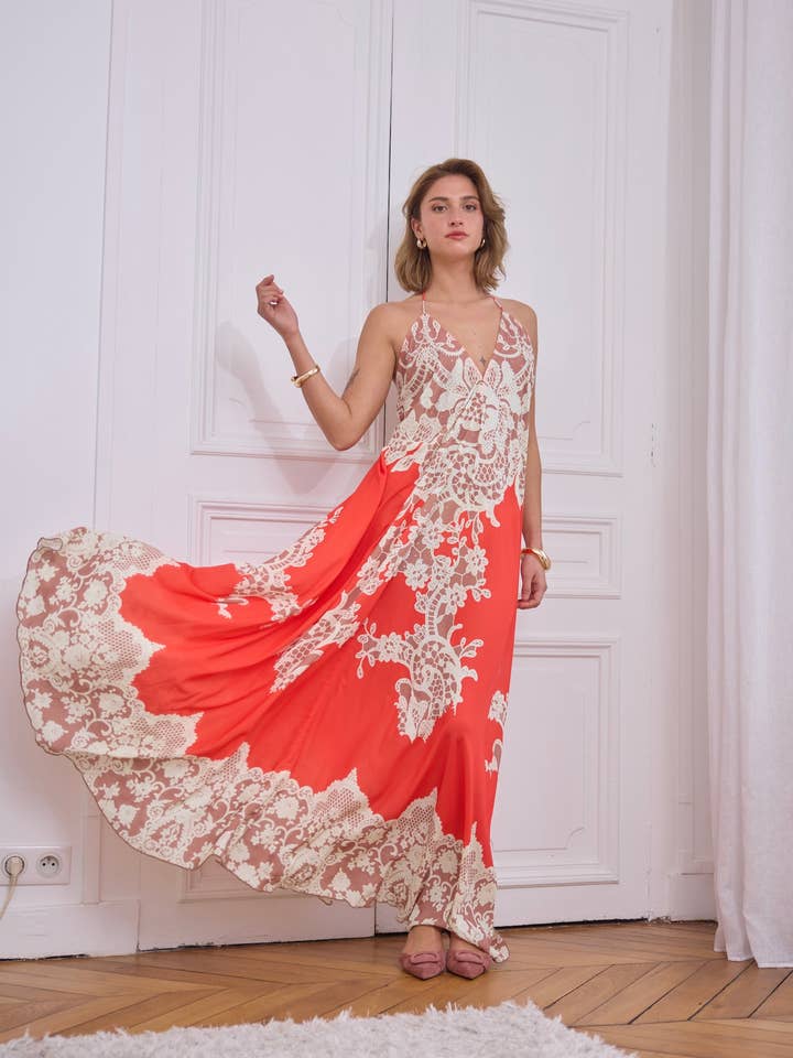 Robe longue fluide dos nu - 5527 pour la vente par Frime