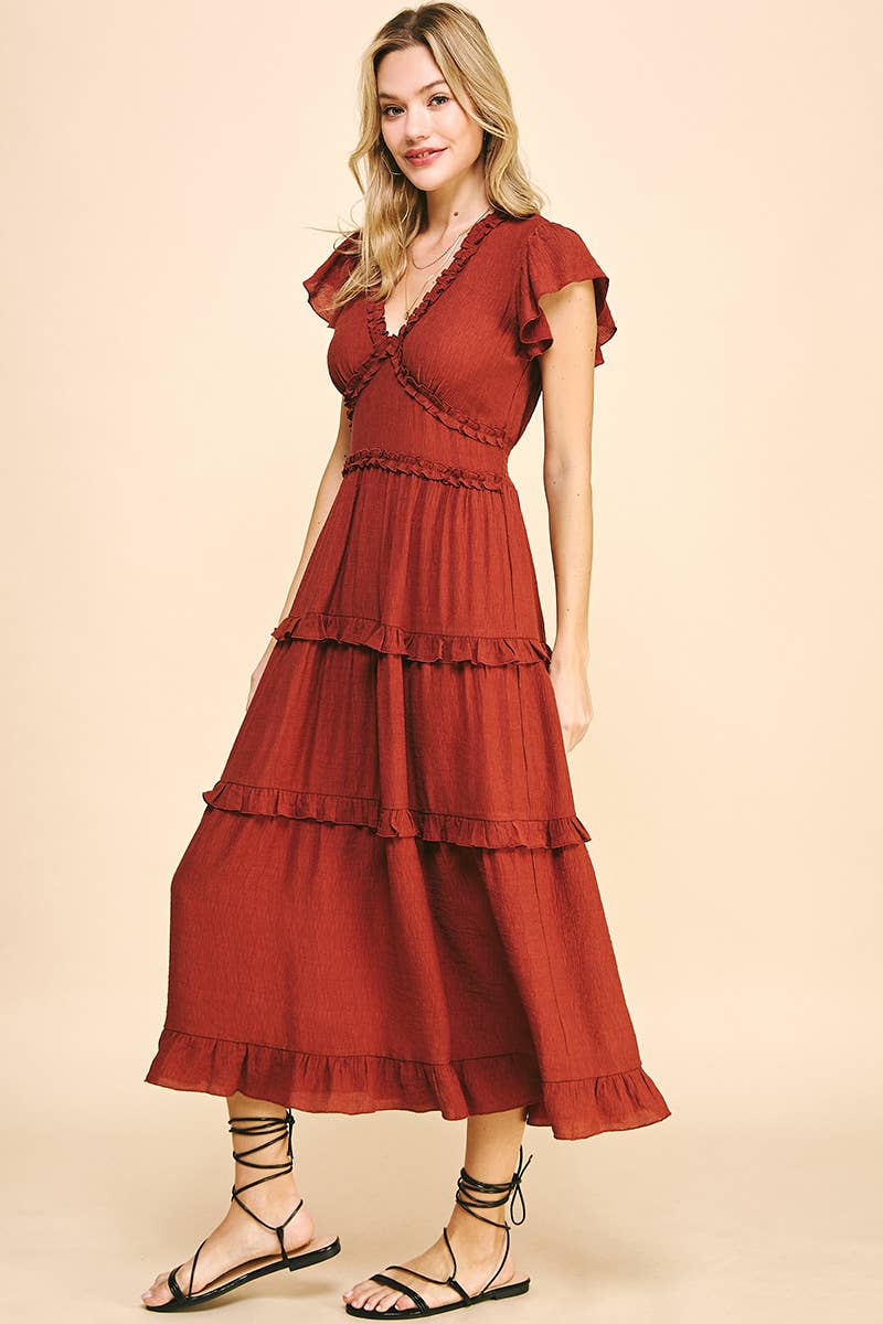 PINCH - Wholesale Dress - Women's - RUFFLED TEA LENGTH DRESS - 3597D21