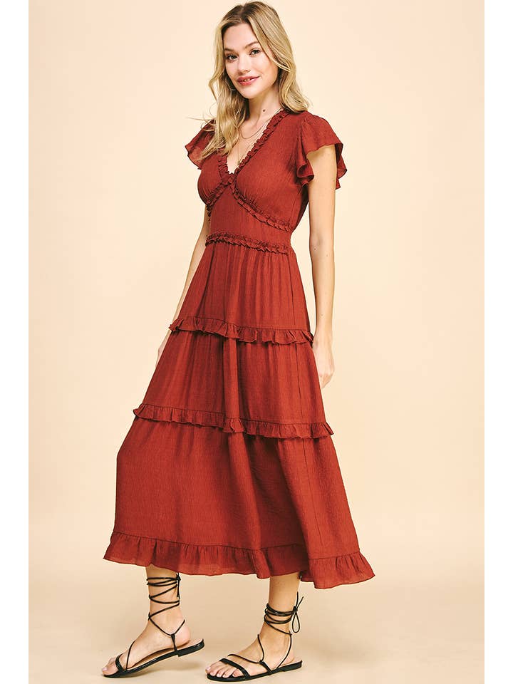 PINCH - Wholesale Dress - Women's - RUFFLED TEA LENGTH DRESS - 3597D21