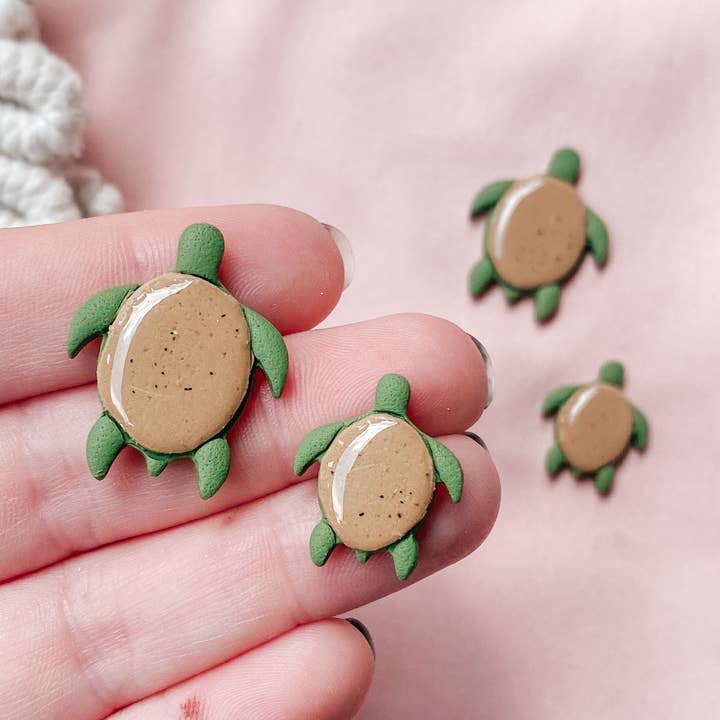 Turtle Studs for wholesale by ClayWithA