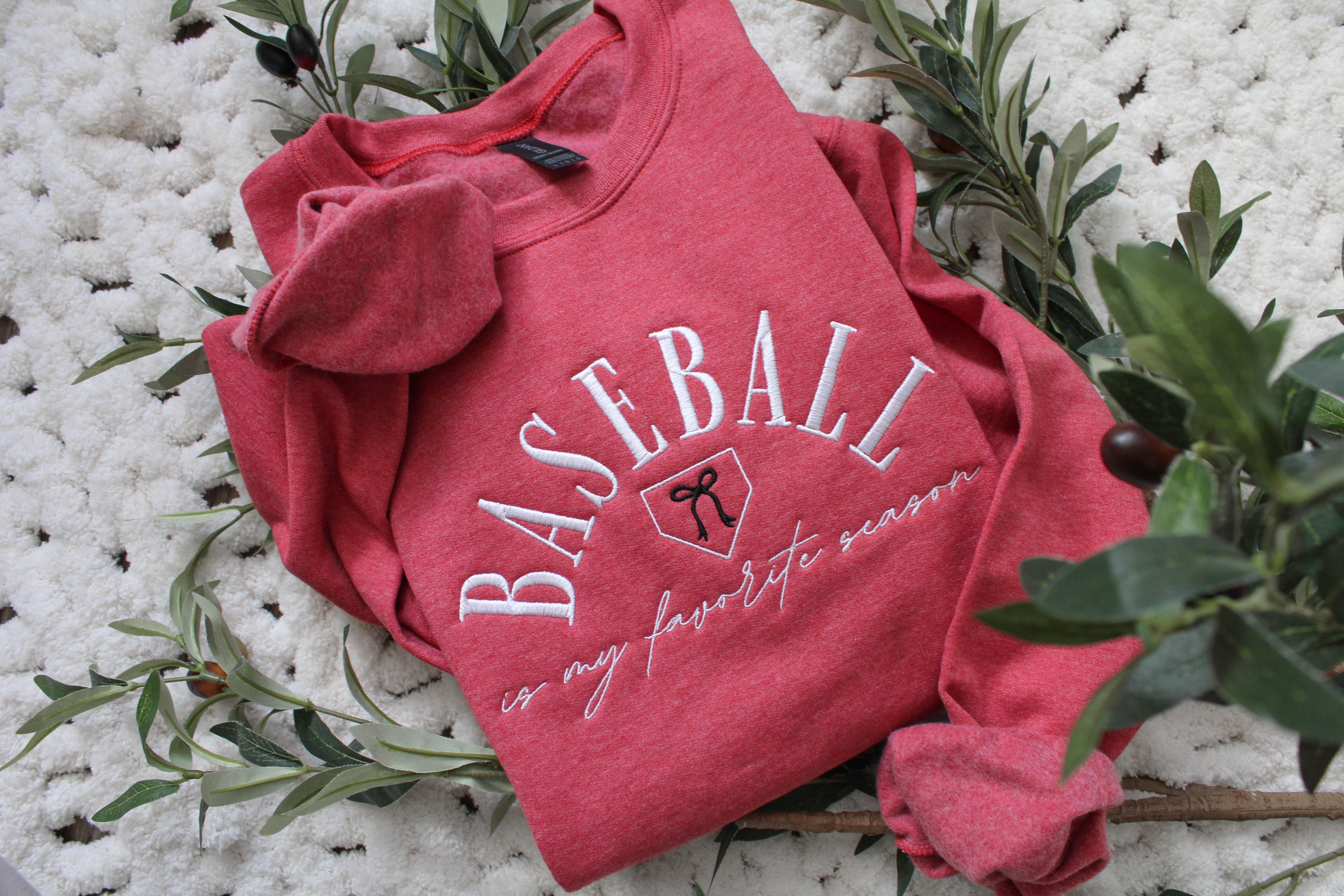 The Southern Post - Wholesale Sweatshirt - Women's - Baseball is My Favorite Season Sweatshirt -- Embroidered2