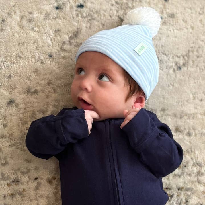 www.ilybean.com - Vendita all'ingrosso Cappello - Neonati - Berretto da ospedale neonato a righe blu o rosa e bianche