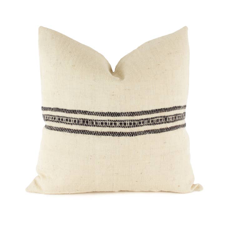 Heddle & Lamm - Vendita all'ingrosso Fodera cuscino decorativo - Viti - Federa per cuscino in lana indiana a righe avorio da 50,8 cm