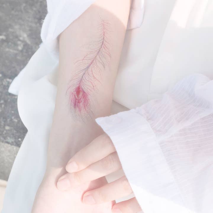 PAPERSELF – wholesale Tillfällig tatuering – Rosa fjädrar tillfälliga tatueringar klistermärken
