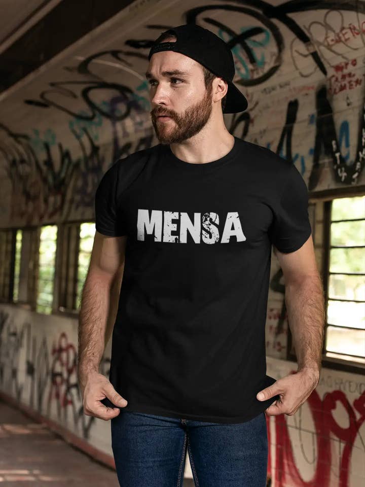T-shirt rétro Mensa pour homme, cadeau d'anniversaire noir 00553 pour la vente par ULTRABASIC