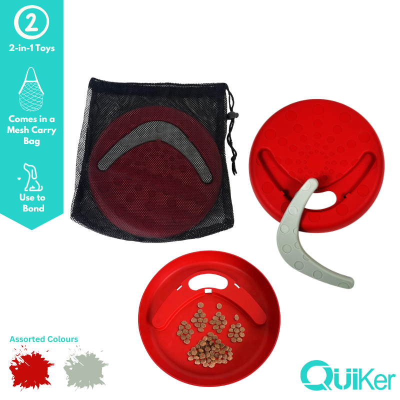 Quiker Pet Products – wholesale Pet fetch ball – Dog – Red 2-in-1 Frisbee & Boomerang - Dog Toy -  6 Pack1