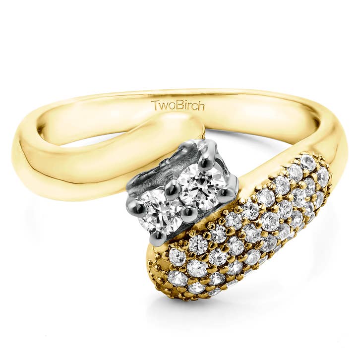 Beloftring van 10 karaat goud en diamanten TB-PR-0171-TT-H voor wholesale door TwoBirch