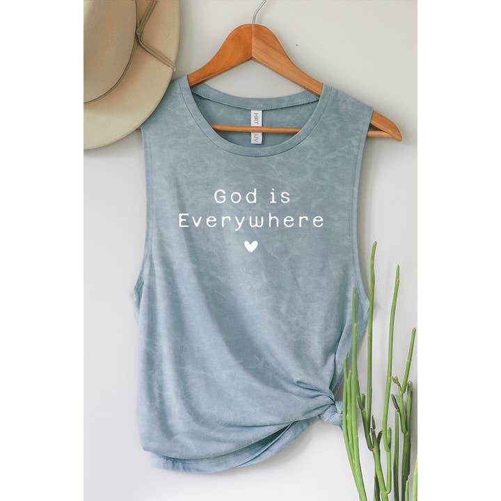 GOD IS EVERYWHERE MINERAL GRAPHIC TANK TOP for wholesale by HRTandLUV
