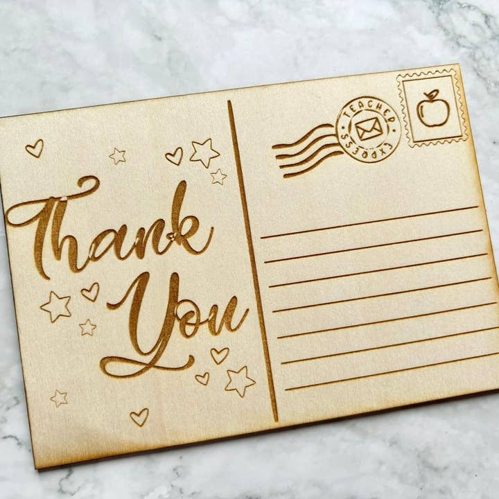 Personalised Engraved Teacher Postcard, Gift for Teachers, Teacher Thank You Postcard, Thank You Gifts for wholesale by Resplendent Aurora